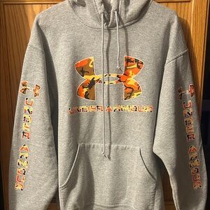 Under Armour Gray Hoodie with Orange Camo Logo